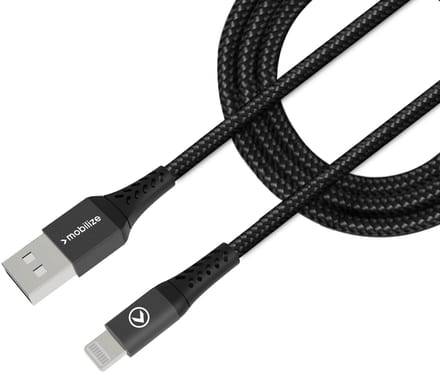 Mobilize USB-A naar Apple Lightning Kabel MFI 1 Meter - Zwart