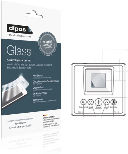 dipos – 2x Pantserfolie geschikt voor Spektrum Smart Charger S250 | 9H Screenprotector
