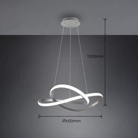 Reality Leuchten Hanglamp Course, mat nikkel, 4.000 K, Ø 60 cm, metaal
