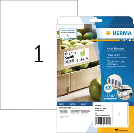 Etiket herma power 10911 210x297mm wit 25st | 32 stuks