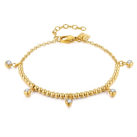 Twice As Nice Armband in edelstaal, bolletjes 16cm+3cm