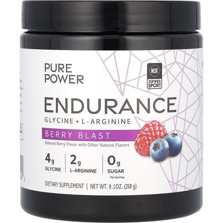 Dr. Mercola, Ingrédients Purs, Endurance, Glycine + L-Arginine, Explosion de Baies, 9.1 oz (258 g)