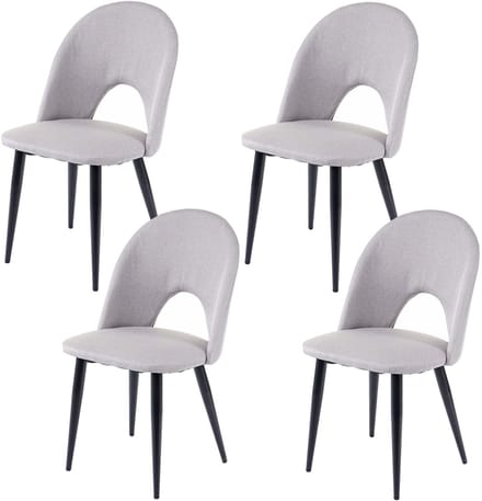 Set van 4 eetkamerstoelen MCW-D73, keukenstoel, stof/textiel ~ grijs