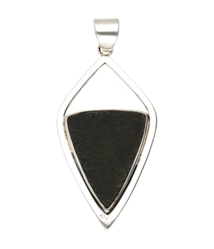 Zilveren Zwarte Jade edelsteen punt open XL hanger