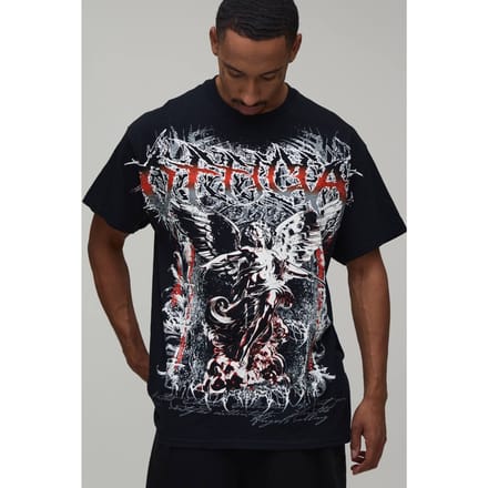 Oversized Officieel Gothic Over De Naden Print T-shirt | Black | Size Medium