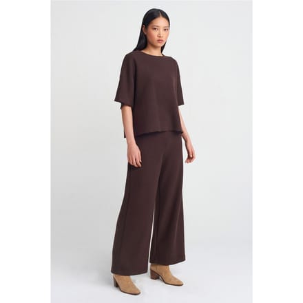 Dames Hoge Taille Wijde Pijpen Tricot Broek