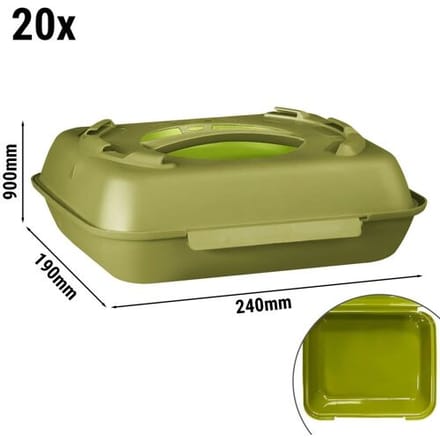 GGM Gastro (20 Stück) Menüboxen - 600ml - Ungeteilt - Olivgrün/Hellgrün