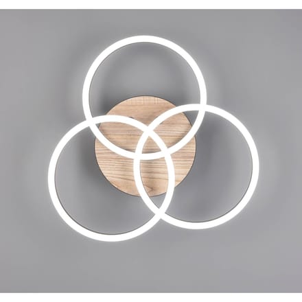 Reality Leuchten LED plafondlamp Circle 3-lamps afstandsb. hout