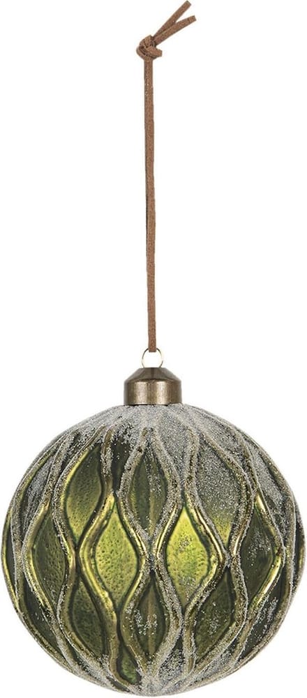 Clayre & Eef Kerstbal Set van 4 Ø 9 cm Groen Glas Rond Kerstboomversiering