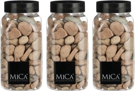 Mica Decorations decoratie stenen - 3x - groot - 650ml - roestbruin mix - hobby steentjes - sier stenen