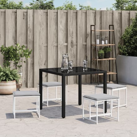 vidaXL - Tuinkrukken - 4 - st - met - kussens - staal - en - textileen - wit
