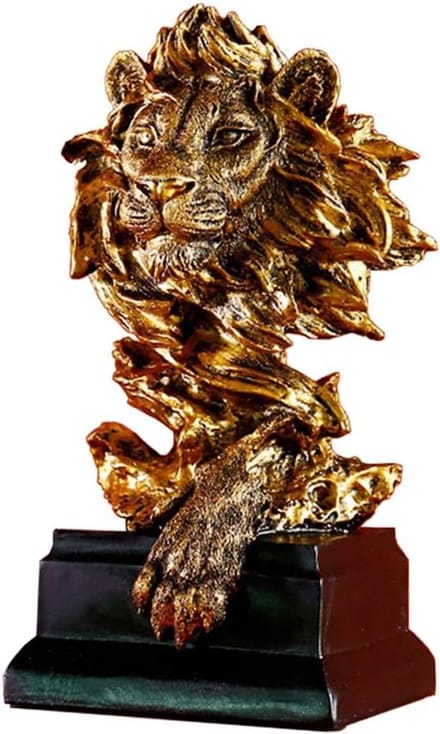 JGS Premium - Leeuwenkop beeldje hars leeuw standbeeld dier hoofd desktop kast decoratie cadeau.