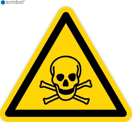 Simbol - Stickers Giftige Stoffen - Doodshoofd (W016) - Duurzame Kwaliteit - Formaat ▲ 5 x 5 x 5 cm.