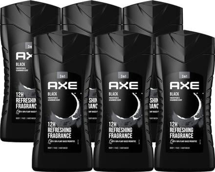 Axe Black For Men - 6 x 250  ml - Douchegel - Voordeelverpakking