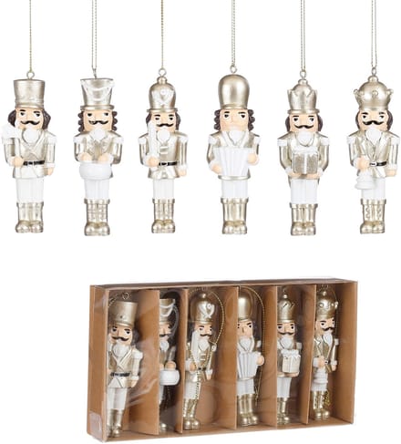 Ornament nutcracker gold 6 pieces - l4xw2xh10,5cm