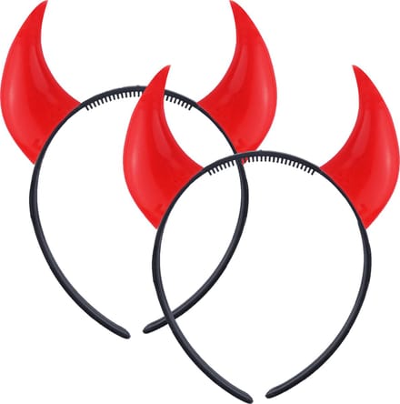 Halloween duivel hoorntjes - 2x - diadeem - rood - plastic