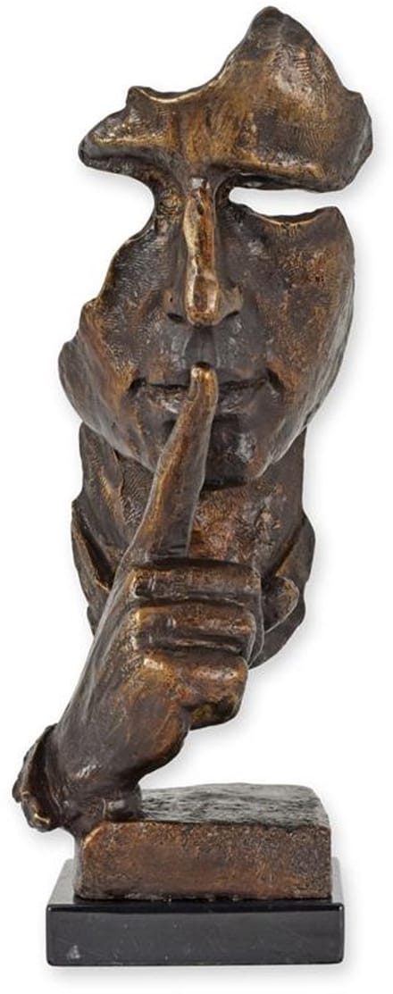 Bronzen beeld - Spreek geen kwaad - Gezicht - 31 cm hoog