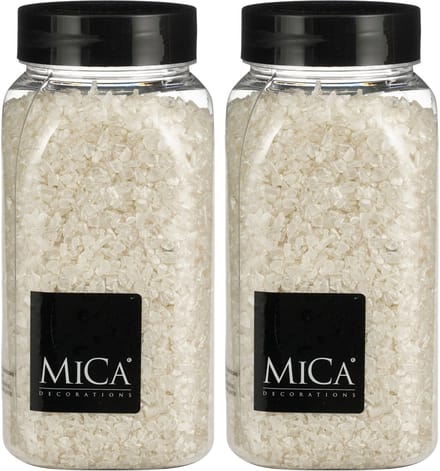 Mica Decorations decoratie steentjes / granulaat - 2x - 650 ml - 2-4 mm - mat wit - siergrind