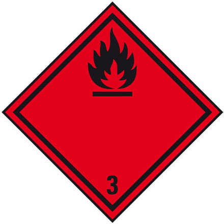 ADR klasse 3 sticker ontvlambare vloeistoffen 100 x 100 mm