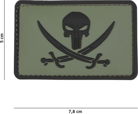 Embleem 3D PVC Punisher pirate groen