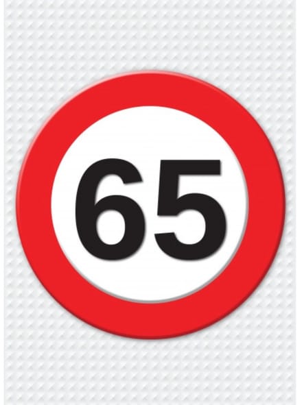 Bellatio Decorations Verjaardag deurposter - 65 jaar - stopbord - 59 x 84 cm - leeftijd feestartikelen