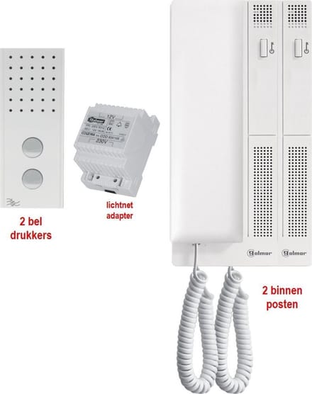 Audio DEURINTERCOM A-Style-02 - complete set met 2x beldrukker en 2x binnentoestel - bedraad