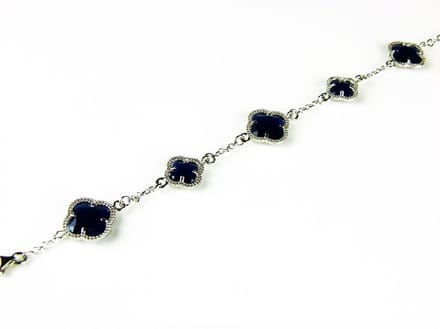 model 5 fiori armband in zilver donkerblauw