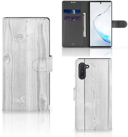 Samsung Galaxy Note 10 Book Style Case White Wood