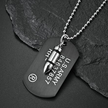 US Marine Corps US Army Merk Kogels Dubbellaags Titanium Staal Ketting Hanger gray