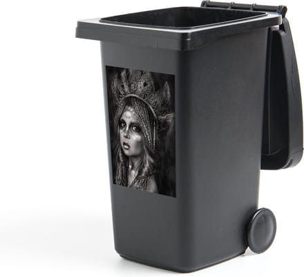 Container sticker Vrouw - Zwart - Wit - 40x60 cm - Kliko sticker