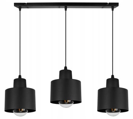 Zwarte Loft Hanglamp Drie Lichtpunten E27