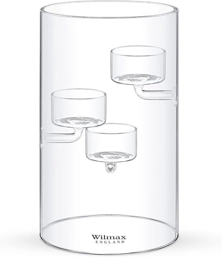 Wilmax - Glazen - Theelichthouder voor 3 theelichten - 20 cm
