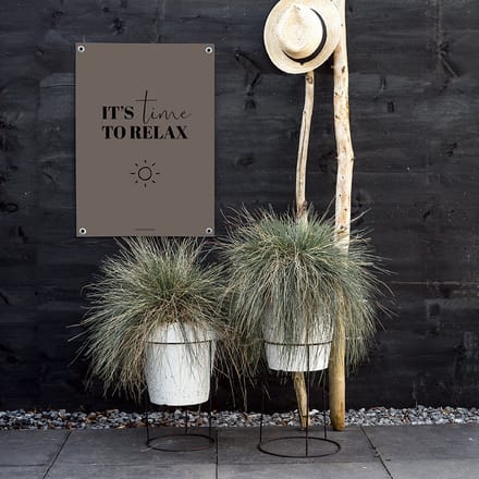 MOODZ design | Tuinposter | Buitenposter | It's time to relax | 70 x 100 cm | Bruin