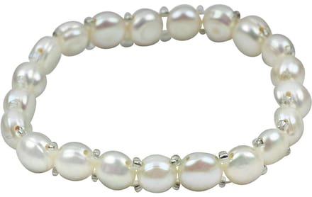 Zoetwater parel armband Sofies - echte parels - wit - elastisch - luxe sieraden zakje - parel armband dames - zoetwaterparel - wit parel armband - elastisch parel armband