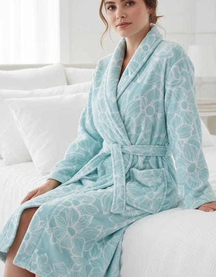 Tenderness Dames Badjas - Fleece - Aqua - Maat M