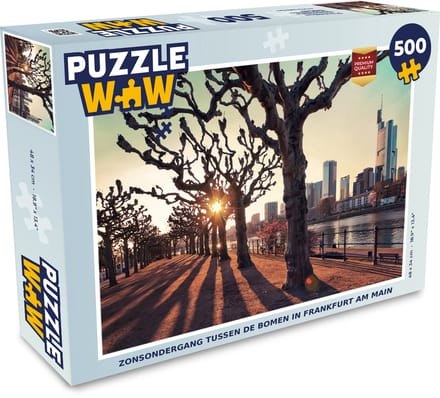 Puzzel Zonsondergang tussen de bomen in Frankfurt am Main - Legpuzzel - Puzzel 500 stukjes
