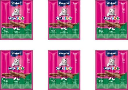 Vitakraft - Kattensnack - Catstick Mini - Eend & Konijn - 3 x 6 zakjes