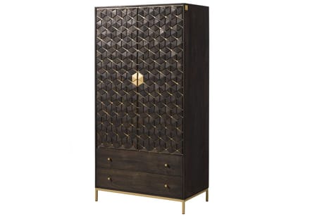 MASSIVMOEBEL24.DE mango kledingkast grijs massief hout 99x55x190 cm (BxTxH) geolied gemonteerd DIAMOND volledig massief #118