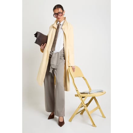 boohoo Dames Trenchcoat met Riem | Butter | Maat: 8