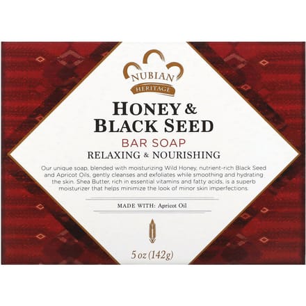 Nubian Heritage, Honing & Zwarte Komijn Zeepblok, 142 gram (142 g) black