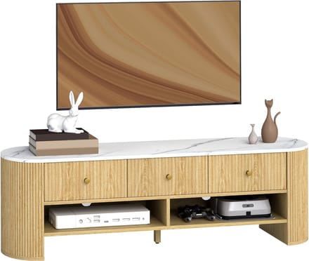 HOMCOM TV-standaard - MDF - 140x40x43cm - Natuurlijk hout