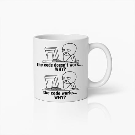 Grappige Programmeer Mok 330ml – De Code Werkt of Niet Meme Beker – Perfect Cadeau voor Developers en Programmeurs