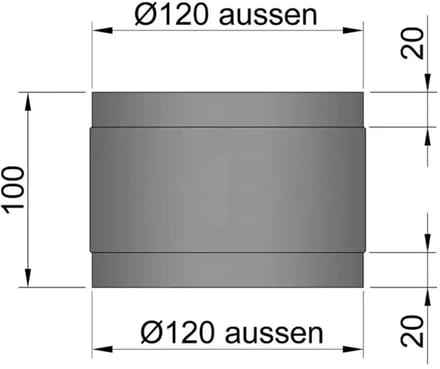 Kachelpijp ø120mm Verbindingstuk m/m - staal