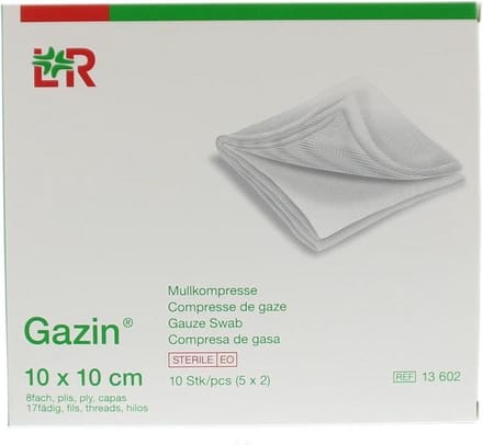 Gazin Gaaskompres 10 x 10 steriel 5 x 2 10 Stuks