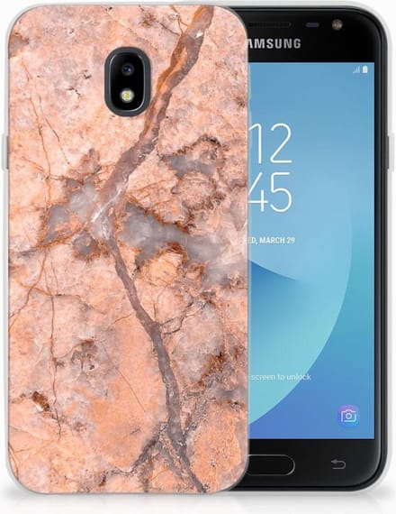 Samsung Galaxy J3 2017 TPU Siliconen Hoesje Marmer Oranje