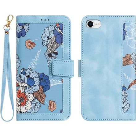 Mocaa Apple iPhone 16e/17e Floral Series Bookcase Lichtblauw