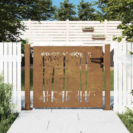 vidaXL - Poort - 100x75 - cm - bamboe-ontwerp - cortenstaal
