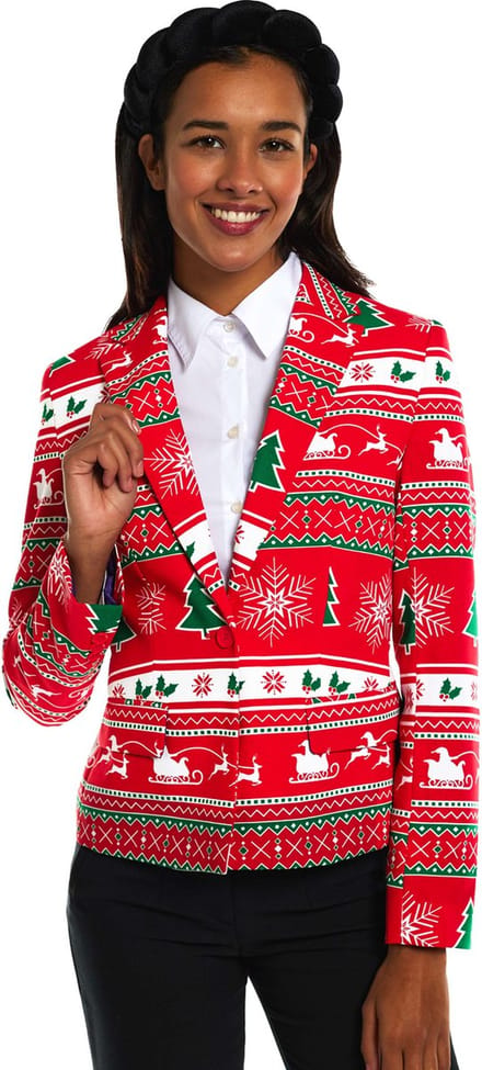 OppoSuits Winter Woman - Dames Kerst Blazer - Kerst Jasje - Rood - Maat: EU 34