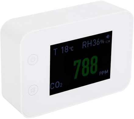 Luchtkwaliteitsdetector - CO2 meter - Binnenklimaat meten - Infraroodsensor - 2.8 Inch Display - Wit
