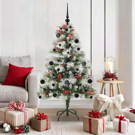 vidaXL - Kunstkerstboom - Groen - en - wit - 150 - cm - PVC - en - Metaal - en - Plastic